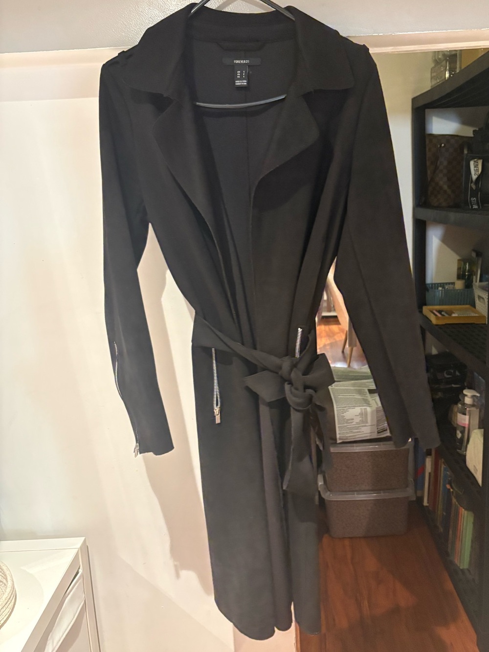 Forever 21 Black Trench Coat with Tie Belt